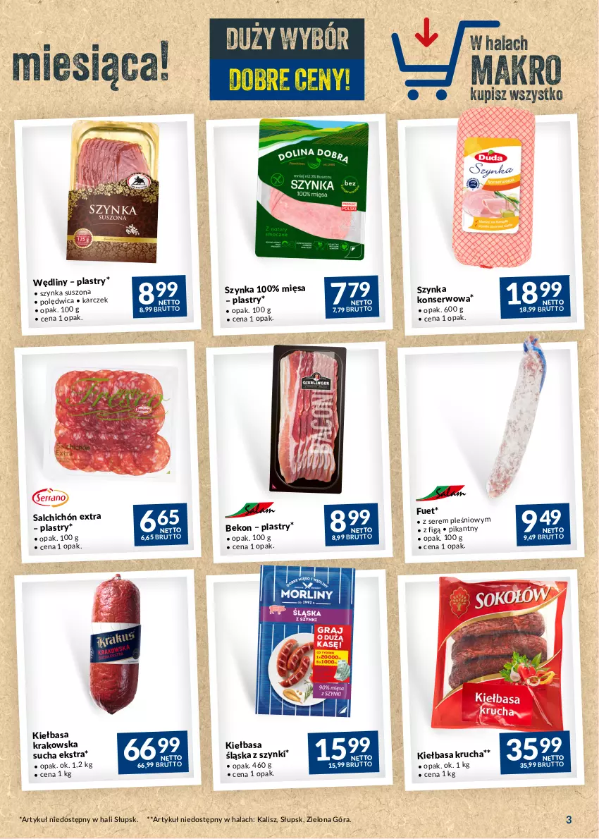 Gazetka promocyjna Makro - Najlepsze oferty - oferta z alkoholem - ważna 25.07 do 21.08.2023 - strona 3 - produkty: Beko, Kiełbasa, Kiełbasa krakowska, Kiełbasa krucha, Kiełbasa śląska, Polędwica, Ser, Szynka, Szynka konserwowa