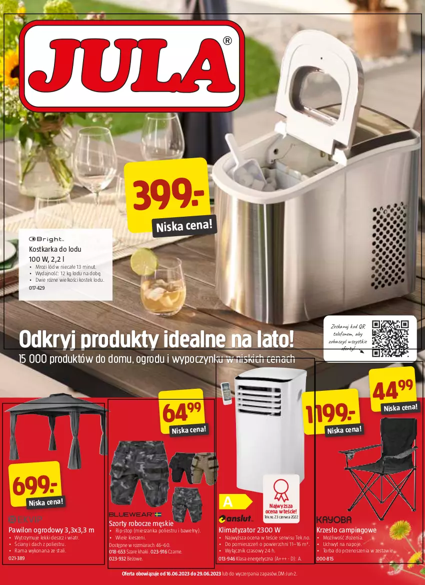 Gazetka promocyjna Jula - Gazetka - ważna 16.06 do 29.06.2023 - strona 1 - produkty: Krzesło, Napoje, Rama, Ser, Stek, Szorty, Telefon, Top, Torba