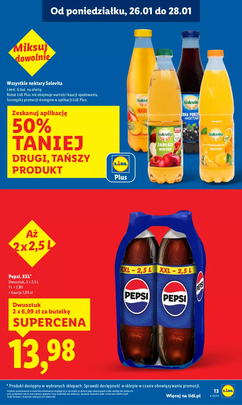 Gazetka promocyjna Lidl - GAZETKA - ważna 26.01 do 28.01.2026 - strona 13 - produkty: Nektar, Pepsi