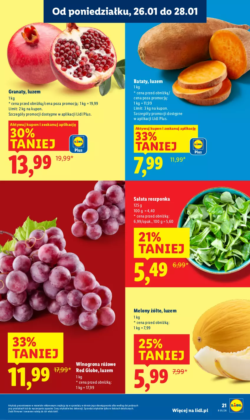 Gazetka promocyjna Lidl - GAZETKA - ważna 26.01 do 28.01.2026 - strona 21 - produkty: Gra, Granat, Melon, Roszponka, Sałat, Wino, Winogrona
