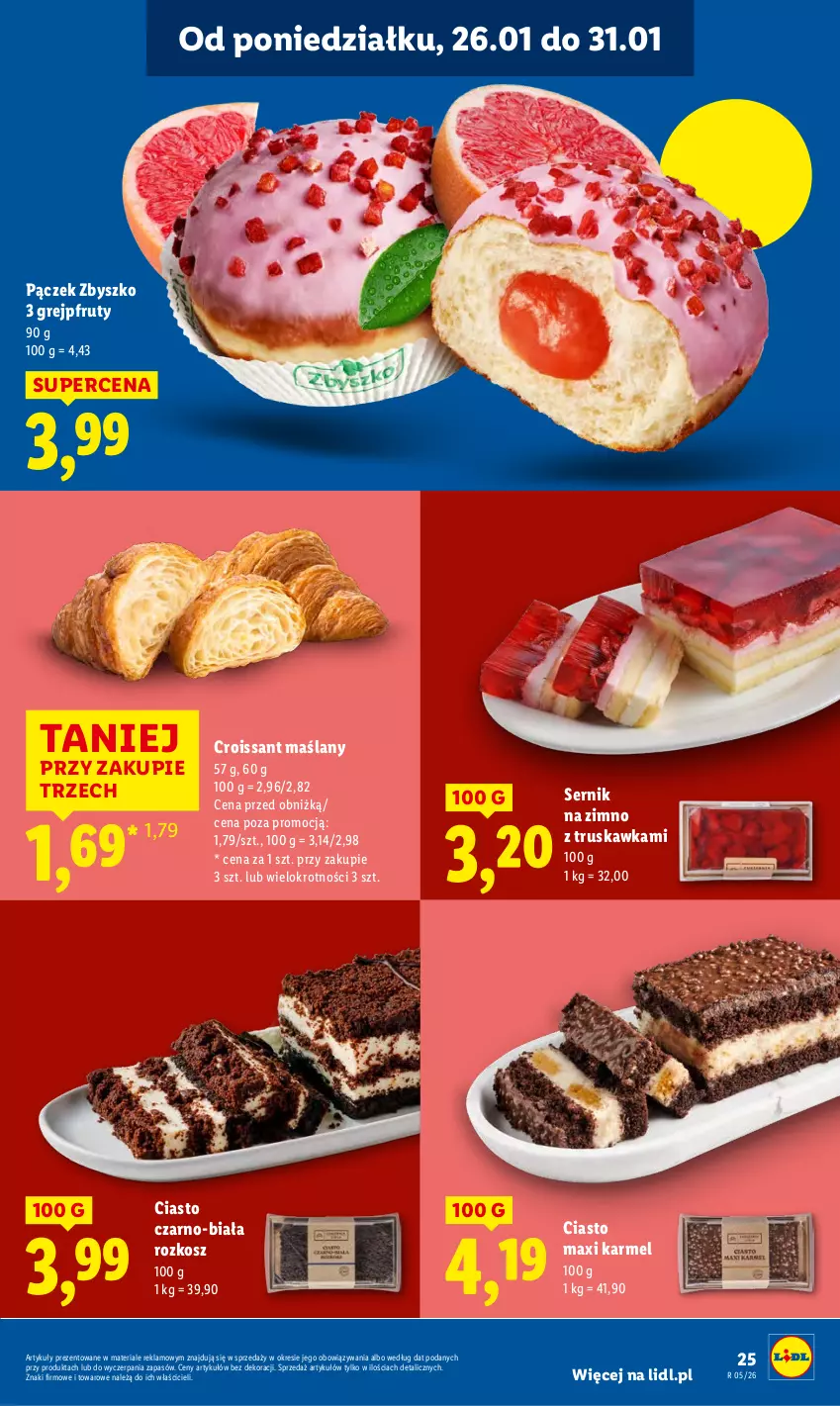 Gazetka promocyjna Lidl - GAZETKA - ważna 26.01 do 28.01.2026 - strona 25 - produkty: Croissant, Grejpfrut, Kosz, Pączek, Ser