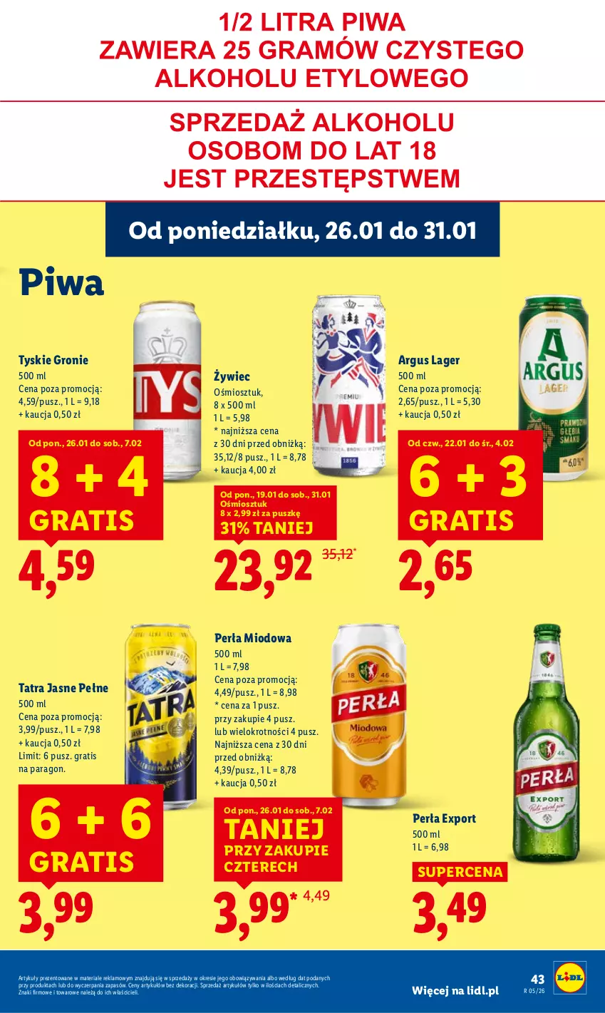 Gazetka promocyjna Lidl - GAZETKA - ważna 26.01 do 28.01.2026 - strona 43 - produkty: Gra, Perła, Piwa, Por, Tatra, Tyskie