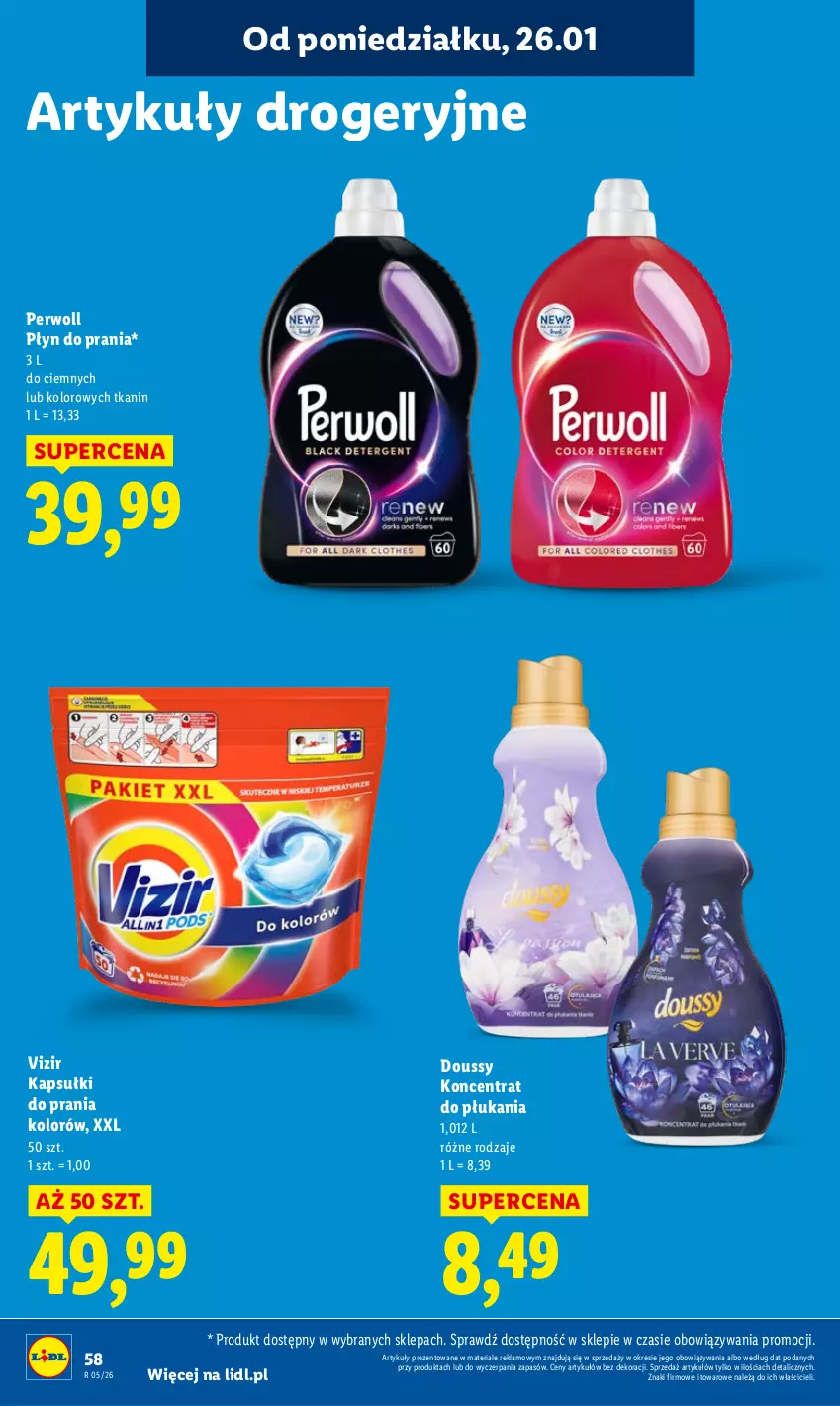 Gazetka promocyjna Lidl - GAZETKA - ważna 26.01 do 28.01.2026 - strona 58 - produkty: Kapsułki do prania, Perwoll, Płyn do prania, Vizir