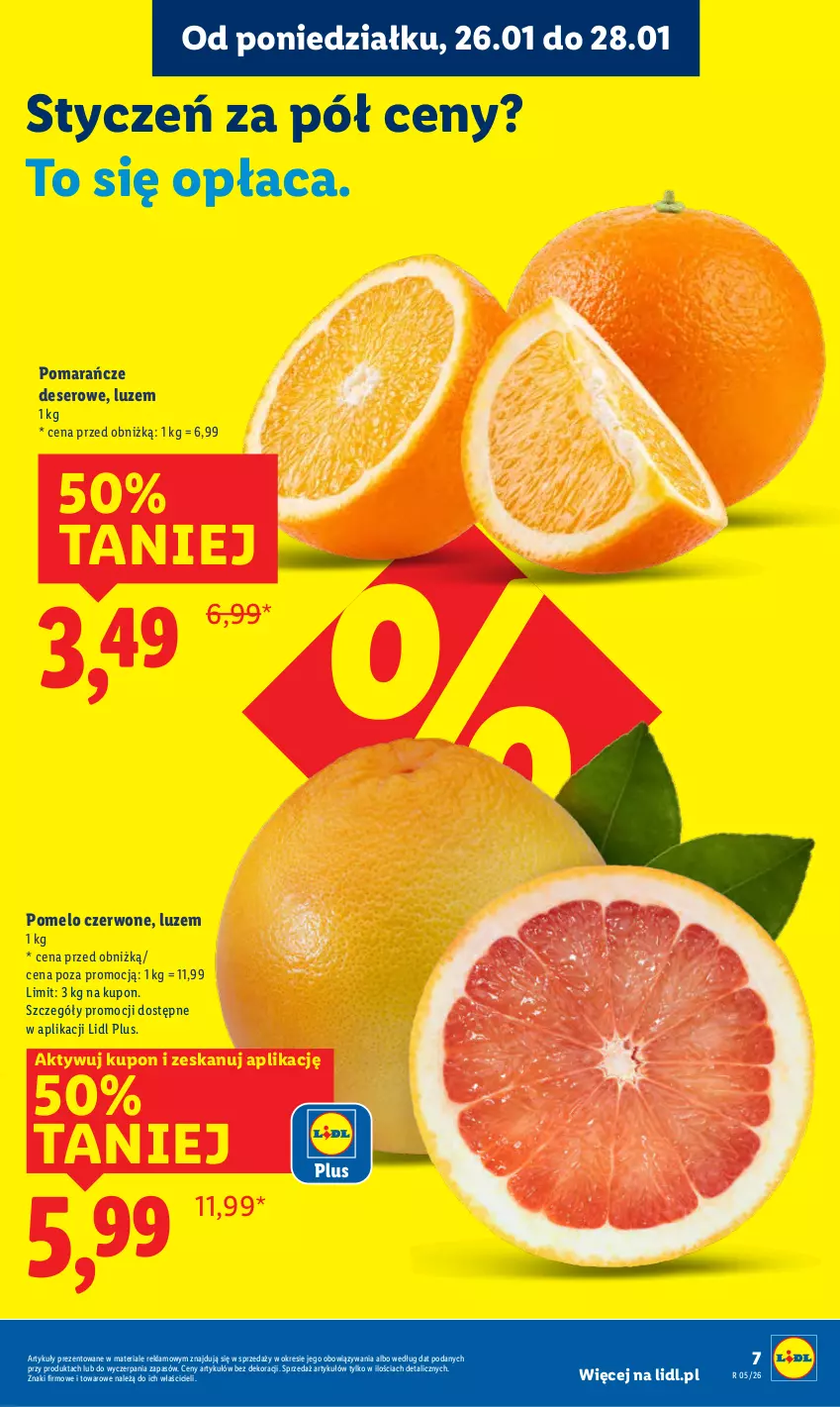 Gazetka promocyjna Lidl - GAZETKA - ważna 26.01 do 28.01.2026 - strona 7 - produkty: Deser, Pomarańcze, Pomelo, Ser
