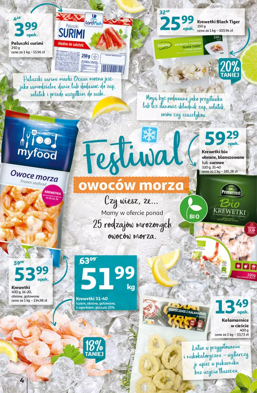 Gazetka promocyjna Auchan - Hiperoszczędzanie z aplikacją Auchan Hipermarkety - ważna 23.09 do 29.09.2021 - strona 4 - produkty: Glazura, Krewetki, Lack, Lazur, Sałat, Sos, Surimi, Tiger