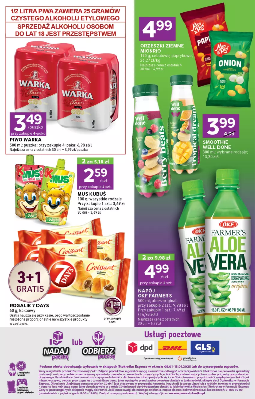 Gazetka promocyjna Stokrotka - Stokrotka Express - ważna 09.01 do 15.01.2025 - strona 3 - produkty: 7 Days, Fa, Figi, Gin, Gra, Kakao, Mięso, Mus, O nas, Owoce, Piwa, Piwo, Por, Rogal, Wagi, Warka, Warzywa