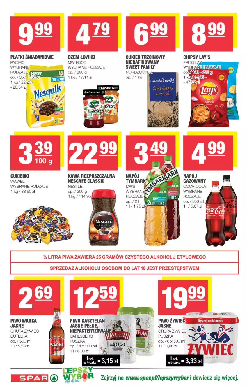 Gazetka promocyjna Spar - Spar - ważna 10.09 do 20.09.2023 - strona 6 - produkty: Carlsberg, Chipsy, Cif, Coca-Cola, Cukier, Cukier trzcinowy, Cukierki, Danio, Dżem, Fa, Kasztelan, Kawa, Kawa rozpuszczalna, Napój, Piwo, Warka, Wawel