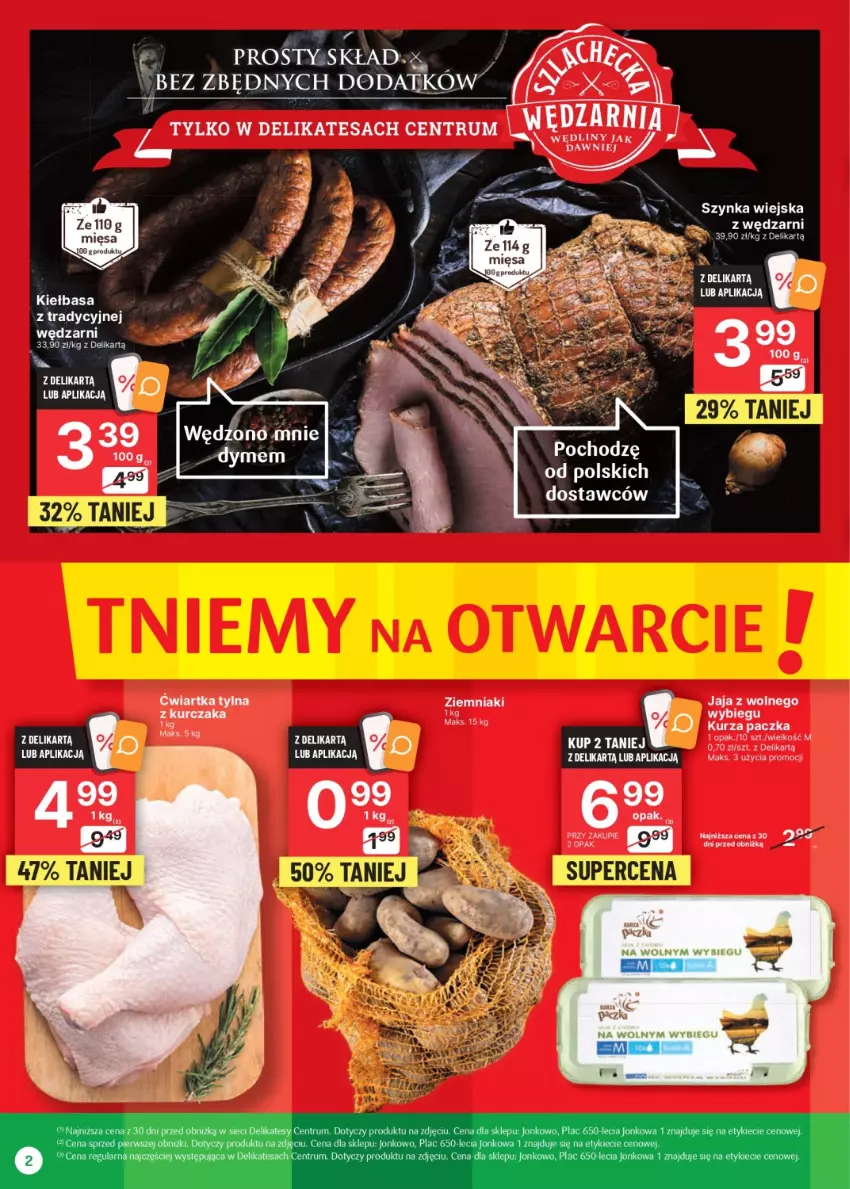 Gazetka promocyjna Delikatesy Centrum - Oferta specjalna Jonkowo 12-18.10.2023 - ważna 12.10 do 18.10.2023 - strona 2 - produkty: Jaja, Kiełbasa, Kurczak, Rum, Szynka, Wagi, Ziemniaki