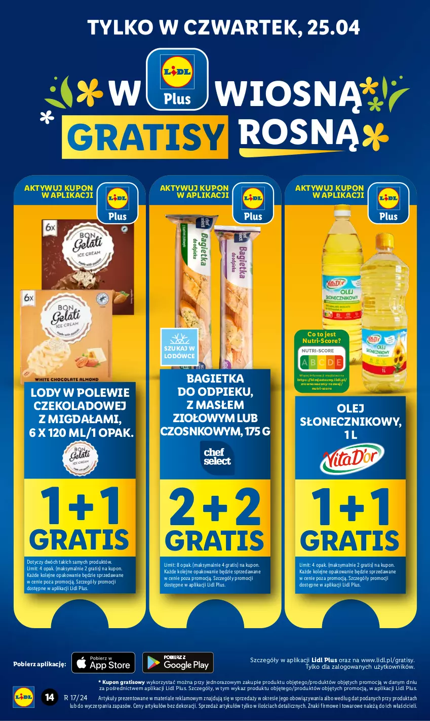 Gazetka promocyjna Lidl - GAZETKA - ważna 25.04 do 28.04.2024 - strona 14 - produkty: Bagietka, Gra, Lody, Olej, Olej słonecznikowy, Wazon