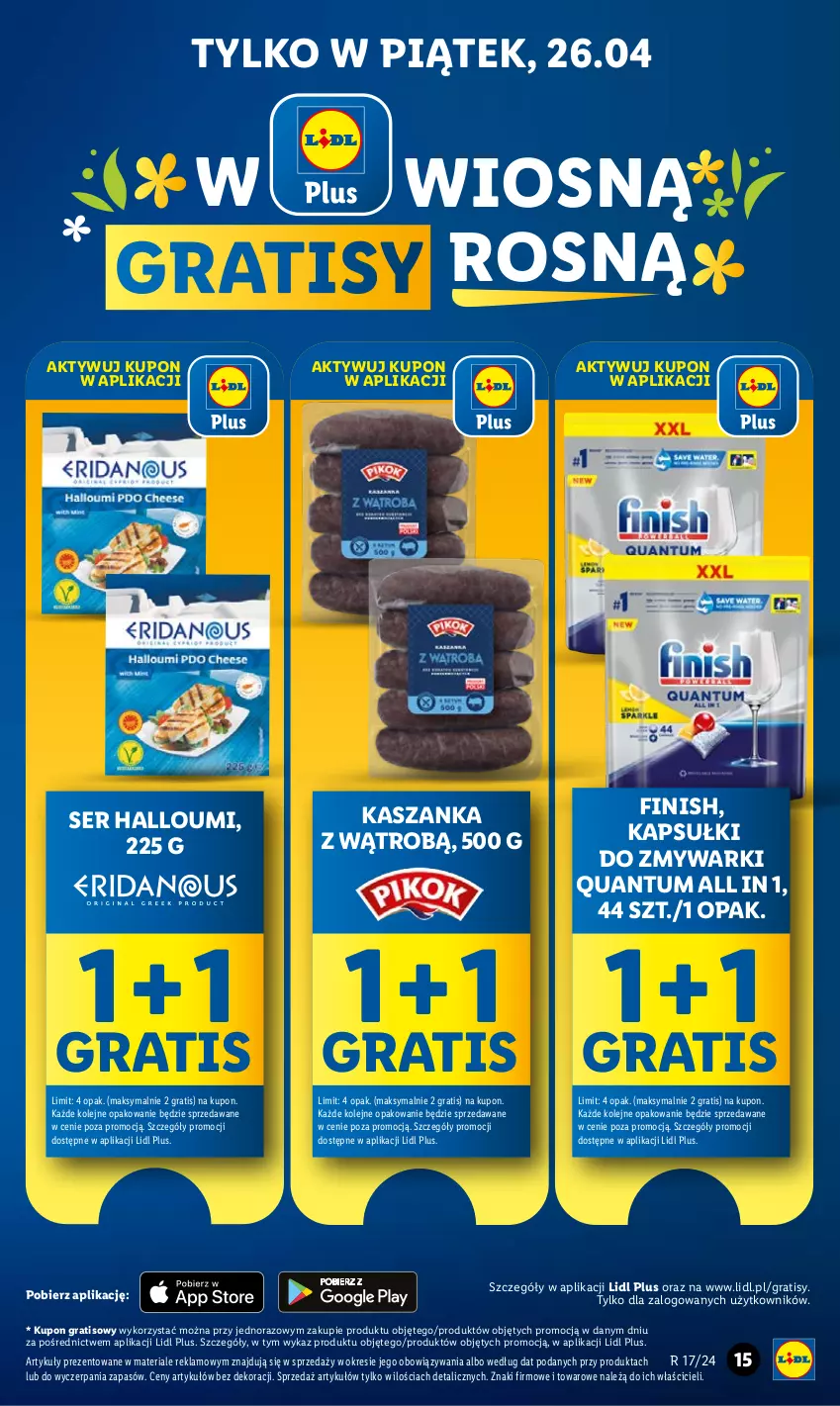 Gazetka promocyjna Lidl - GAZETKA - ważna 25.04 do 28.04.2024 - strona 15 - produkty: Finish, Gra, Kasza, Kaszanka, Olej, Ser, Zmywarki