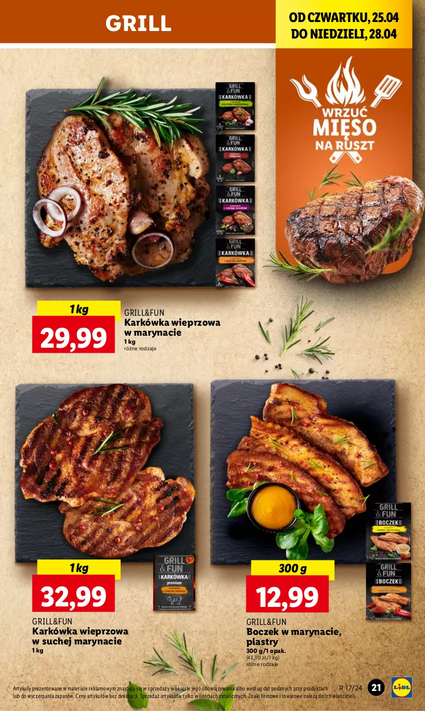 Gazetka promocyjna Lidl - GAZETKA - ważna 25.04 do 28.04.2024 - strona 23 - produkty: Boczek, Grill, Karkówka wieprzowa