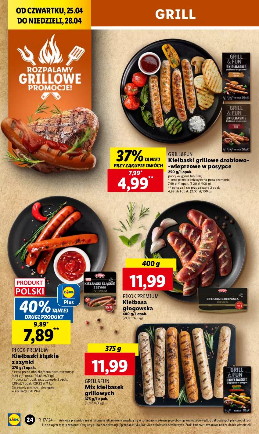 Gazetka promocyjna Lidl - GAZETKA - ważna 25.04 do 28.04.2024 - strona 26 - produkty: Grill, Gyros, Kiełbasa, Kiełbasa głogowska, Kiełbaski śląskie, Papryka, PIKOK