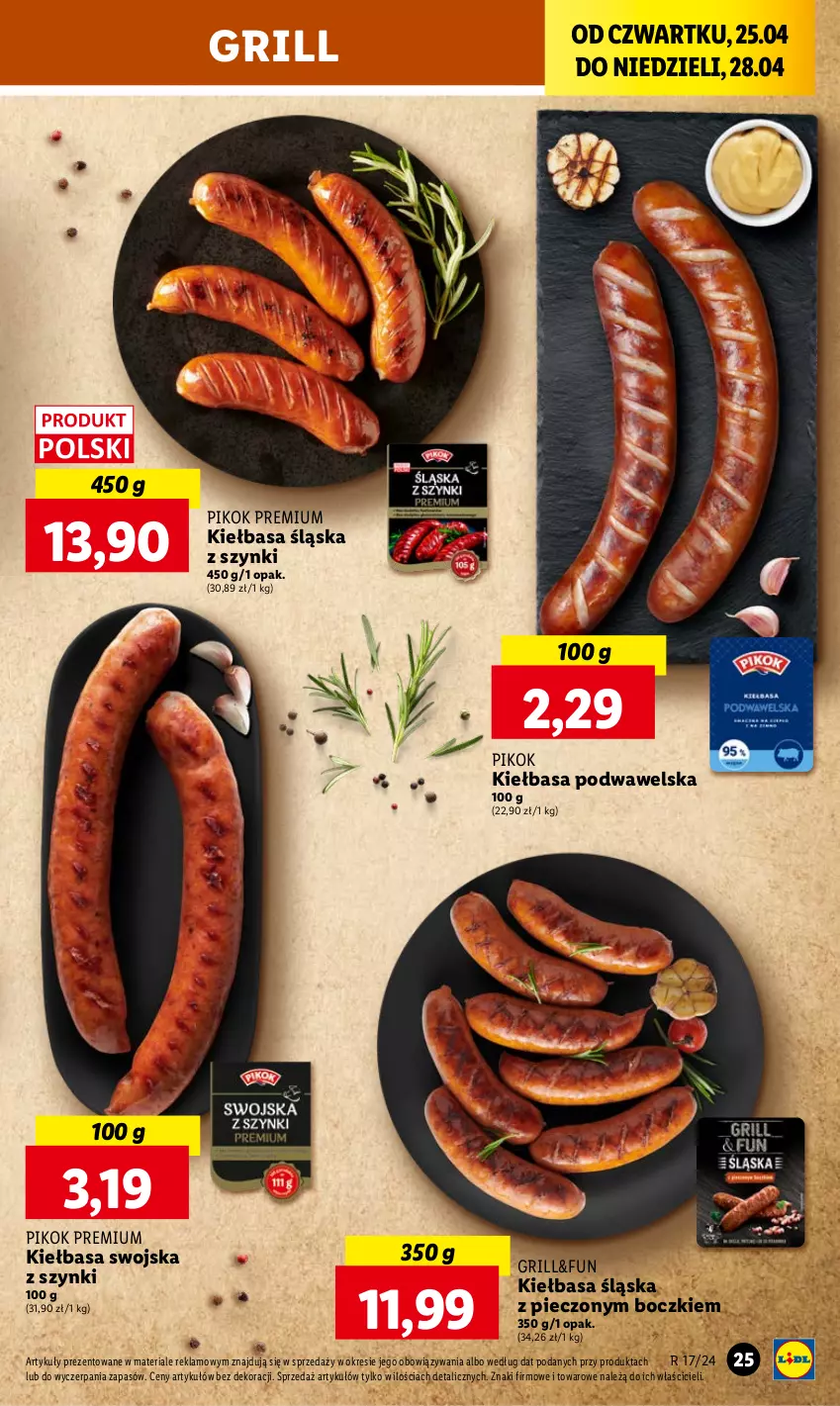 Gazetka promocyjna Lidl - GAZETKA - ważna 25.04 do 28.04.2024 - strona 27 - produkty: Grill, Kiełbasa, Kiełbasa podwawelska, Kiełbasa śląska, Piec, PIKOK, Wawel