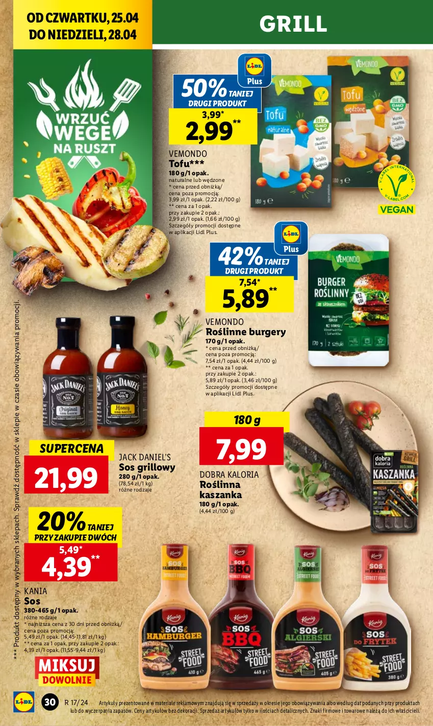 Gazetka promocyjna Lidl - GAZETKA - ważna 25.04 do 28.04.2024 - strona 32 - produkty: Burger, Grill, Kasza, Kaszanka, Sos, Tofu