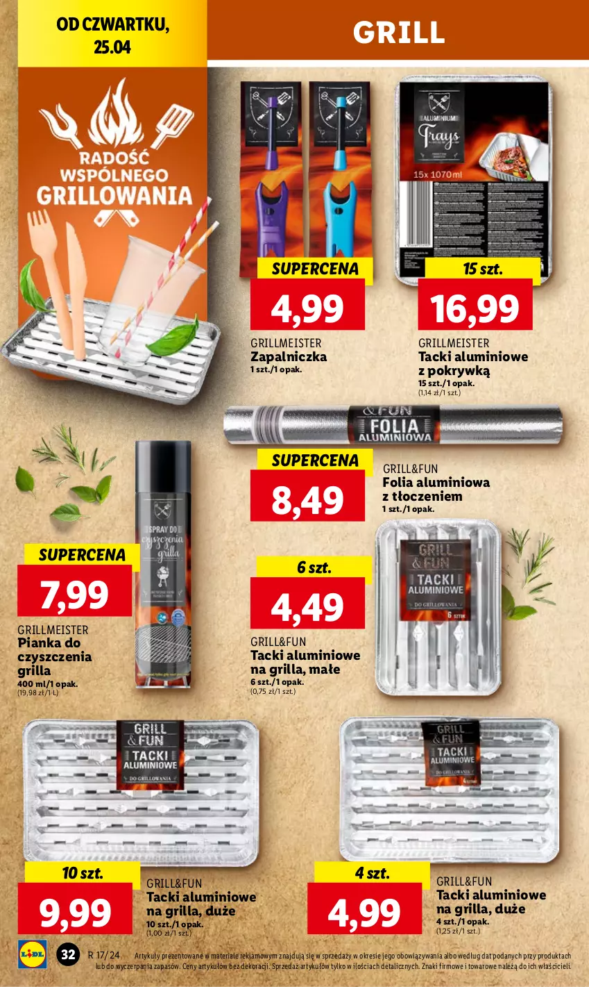 Gazetka promocyjna Lidl - GAZETKA - ważna 25.04 do 28.04.2024 - strona 34 - produkty: Folia aluminiowa, Grill, Pianka do czyszczenia, Zapalniczka