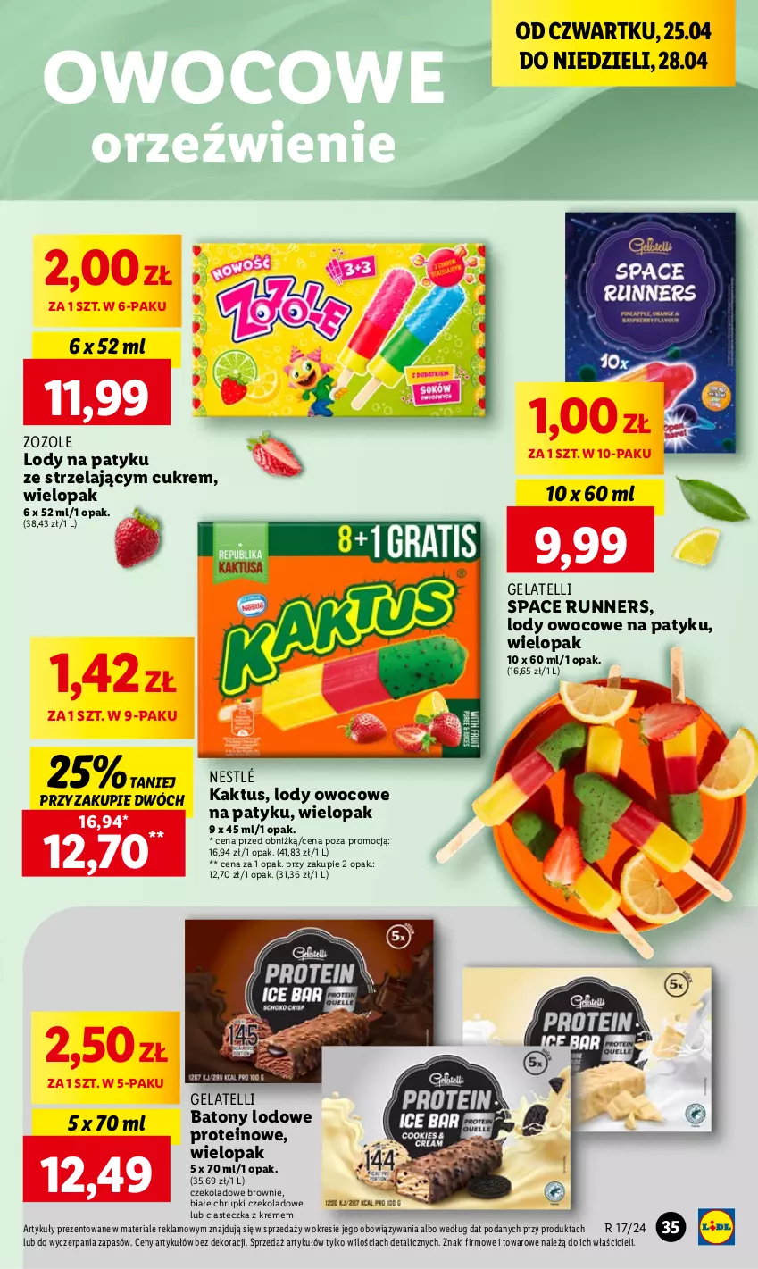 Gazetka promocyjna Lidl - GAZETKA - ważna 25.04 do 28.04.2024 - strona 37 - produkty: Baton, Brownie, Chrupki, Kaktus, Lody, Nestlé