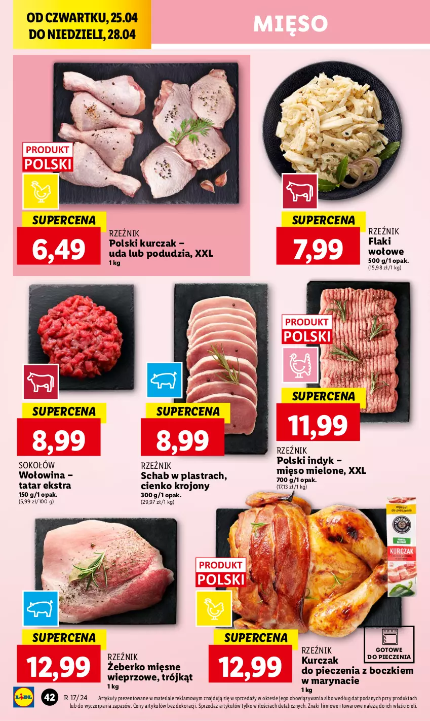 Gazetka promocyjna Lidl - GAZETKA - ważna 25.04 do 28.04.2024 - strona 44 - produkty: Flaki, Flaki wołowe, Kurczak, Mięso, Mięso mielone, Piec, Sok, Sokołów, Wołowina