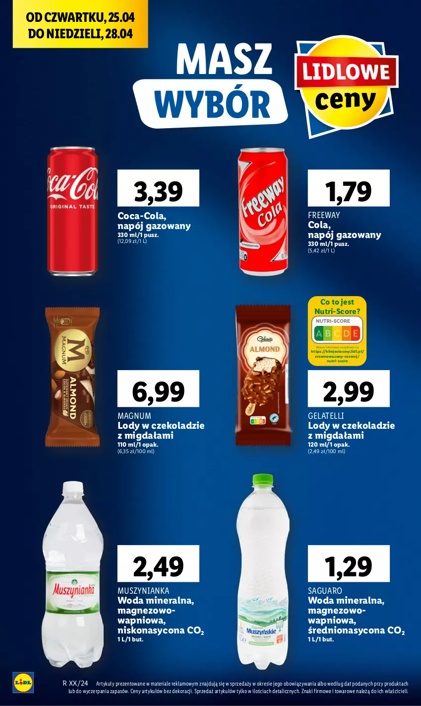 Gazetka promocyjna Lidl - GAZETKA - ważna 25.04 do 28.04.2024 - strona 52 - produkty: Coca-Cola, Lody, Magnez, Mus, Muszynianka, Napój, Napój gazowany, Wazon, Woda, Woda mineralna