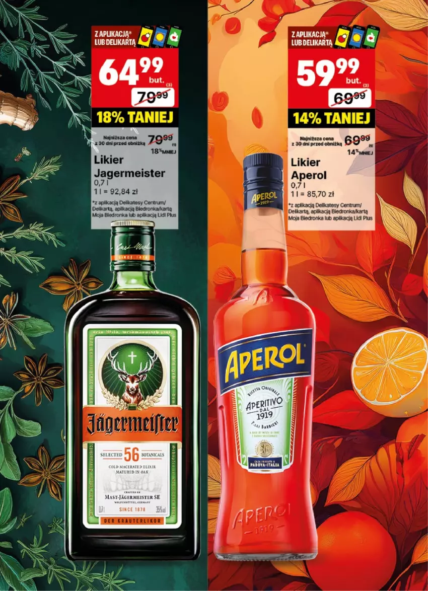 Gazetka promocyjna Delikatesy Centrum - DeliBarek DC43-DC44 - ważna 21.10 do 03.11.2024 - strona 14 - produkty: Aperol, Dron, Jagermeister, Likier, Rum