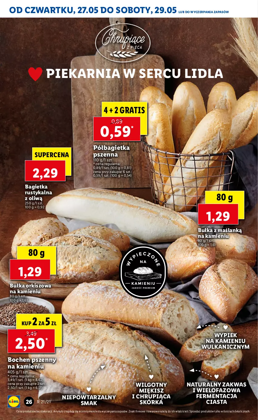 Gazetka promocyjna Lidl - GAZETKA - ważna 27.05 do 29.05.2021 - strona 26 - produkty: Bagietka, Bagietka pszenna, Bułka, Fa, Gra, LG, Półbagietka, Rust, Ser