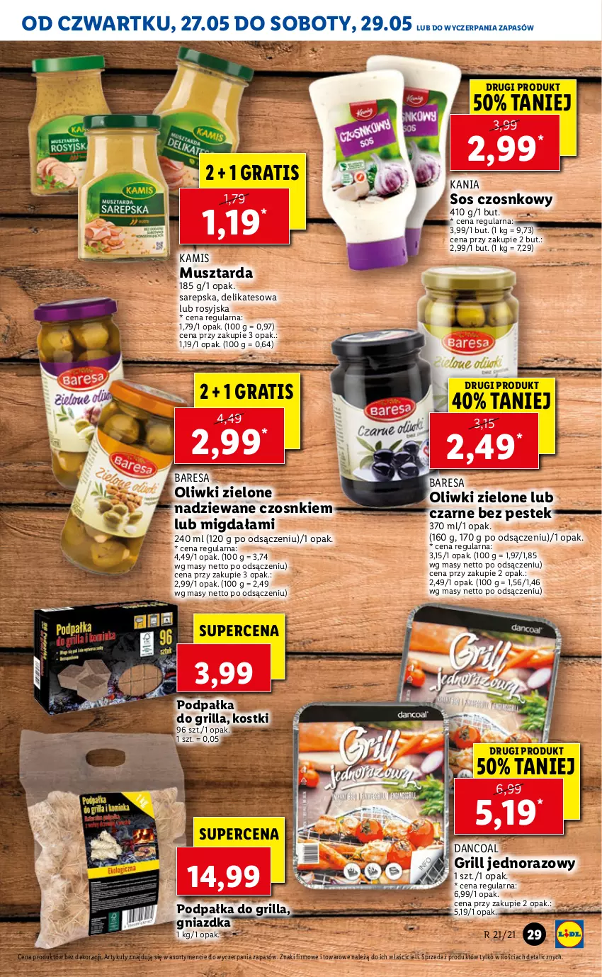 Gazetka promocyjna Lidl - GAZETKA - ważna 27.05 do 29.05.2021 - strona 29 - produkty: Gra, Grill, Kamis, Mus, Musztarda, Oliwki, Oliwki zielone, Sos, Sos czosnkowy, Stek