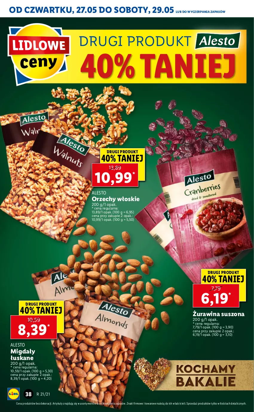 Gazetka promocyjna Lidl - GAZETKA - ważna 27.05 do 29.05.2021 - strona 38 - produkty: Migdały, Migdały łuskane, Orzechy włoskie