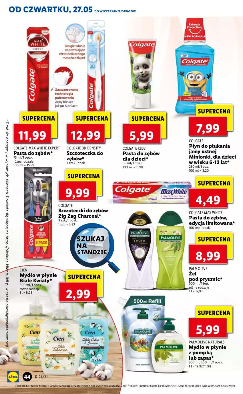 Gazetka promocyjna Lidl - GAZETKA - ważna 27.05 do 29.05.2021 - strona 44 - produkty: Colgate, Dzieci, LG, Mydło, Mydło w płynie, Palmolive, Pasta do zębów, Płyn do płukania, Płyn do płukania jamy ustnej, Szczoteczka, Szczoteczka do zębów