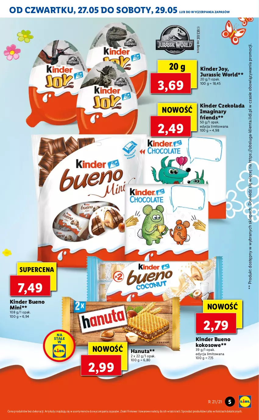 Gazetka promocyjna Lidl - GAZETKA - ważna 27.05 do 29.05.2021 - strona 5 - produkty: Czekolada, Gin, Jurassic World, Kinder, Kinder Bueno, Kokos