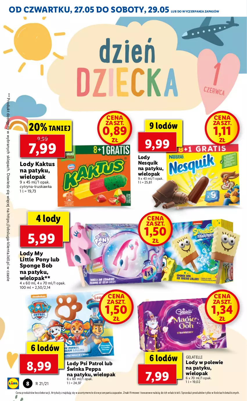 Gazetka promocyjna Lidl - GAZETKA - ważna 27.05 do 29.05.2021 - strona 8 - produkty: Inka, Kaktus, Lody, My Little Pony, Nesquik, Psi Patrol