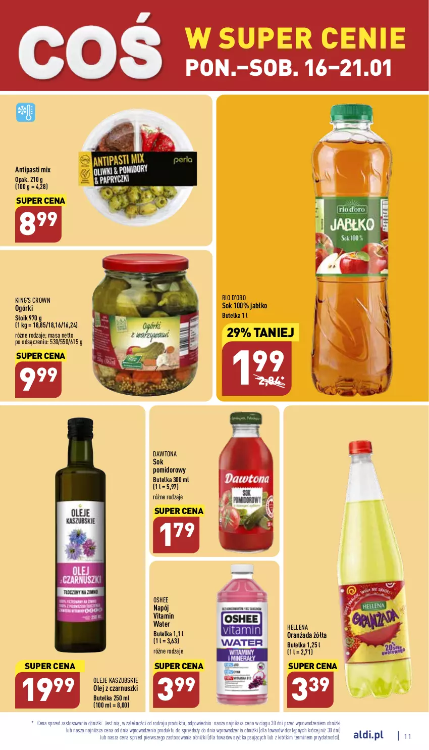 Gazetka promocyjna Aldi - Pełny katalog - ważna 16.01 do 21.01.2023 - strona 11 - produkty: Dawtona, Hellena, Napój, Olej, Olej z czarnuszki, Oranżada, Oshee, Sok, Sok pomidorowy