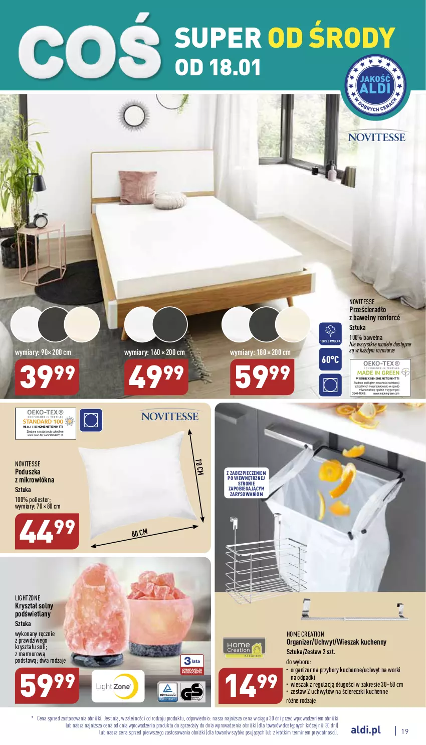 Gazetka promocyjna Aldi - Pełny katalog - ważna 16.01 do 21.01.2023 - strona 19 - produkty: Organizer, Piec, Poduszka, Prześcieradło, Przybory kuchenne, Wełna, Wieszak