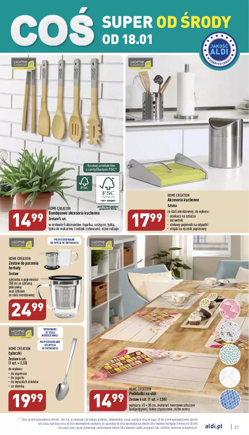 Gazetka promocyjna Aldi - Pełny katalog - ważna 16.01 do 21.01.2023 - strona 21 - produkty: Cedzak, Jogurt, Makaron, Ociekacz, Ociekacz na sztućce, Papier, Podkład, Pojemnik, Ręcznik, Ser, Sok, Stojak, Stół, Szczypce, Szklanka