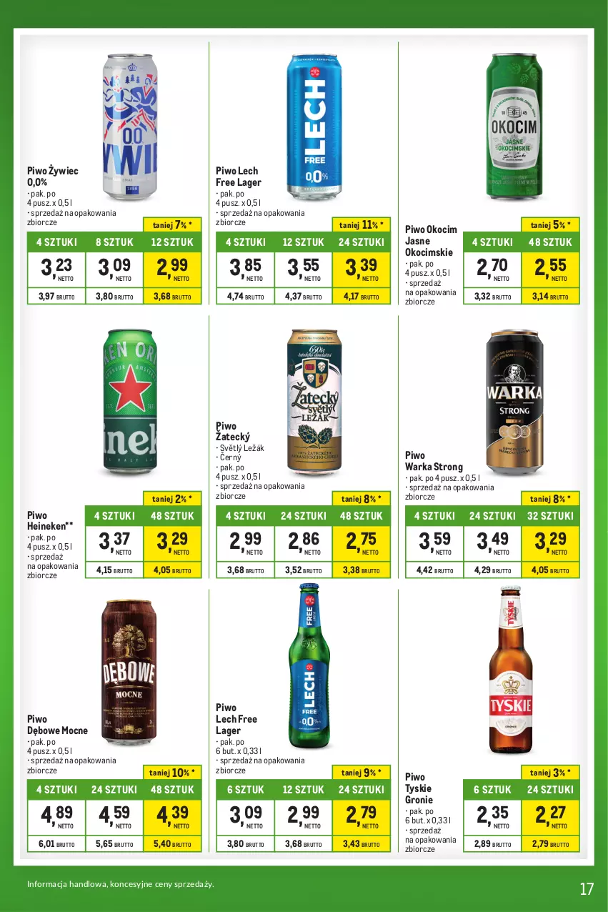 Gazetka promocyjna Makro - Kupujesz więcej płacisz mniej - oferta z alkoholem - ważna 16.04 do 13.05.2024 - strona 17 - produkty: Heineken, Koc, Okocim, Piwo, Tyskie, Warka