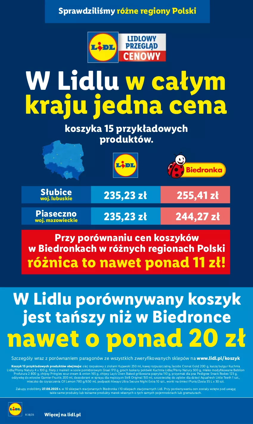 Gazetka promocyjna Lidl - GAZETKA - ważna 15.09 do 20.09.2025 - strona 2 - produkty: Always, Always Ultra, Aquafresh, BEBILON, BIC, Bulgur, Chipsy, Cif, Dezodorant, Dron, Dzieci, Fructis, Garnier, Gin, Gra, Graal, Grill, Groch, Jacobs, Kosz, Kuchnia, Kujawski, Lay’s, LG, Mleczko, Mleko, Mleko modyfikowane, Olej, Olej rzepakowy, Papryka, Pedigree, Podpaski, Por, Pringles, Przysmak dla psa, Pur, Rama, Sos, Str8, Worki na śmiec, Worki na śmieci