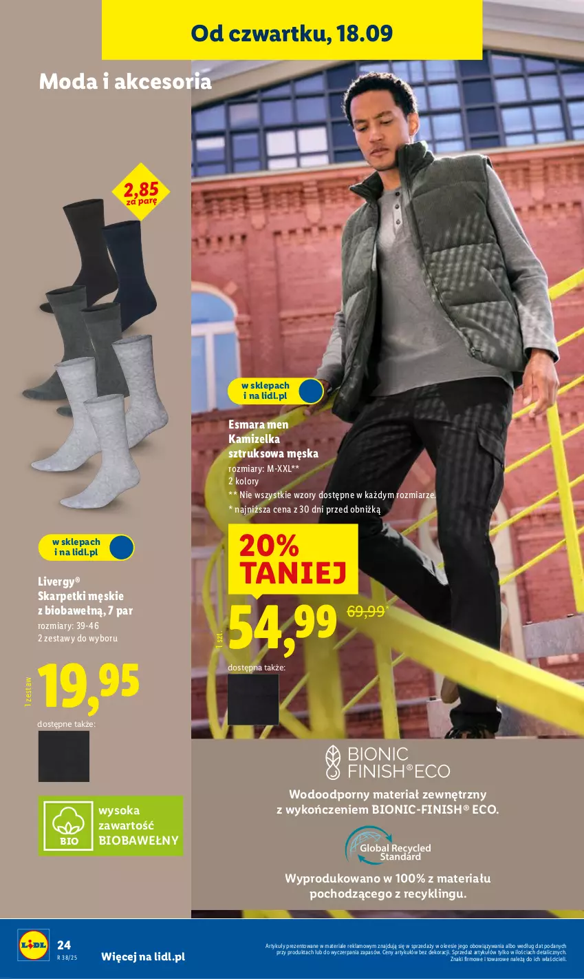 Gazetka promocyjna Lidl - GAZETKA - ważna 15.09 do 20.09.2025 - strona 30 - produkty: Finish, Kamizelka, Karp, Moda, Por, Skarpetki, Sok