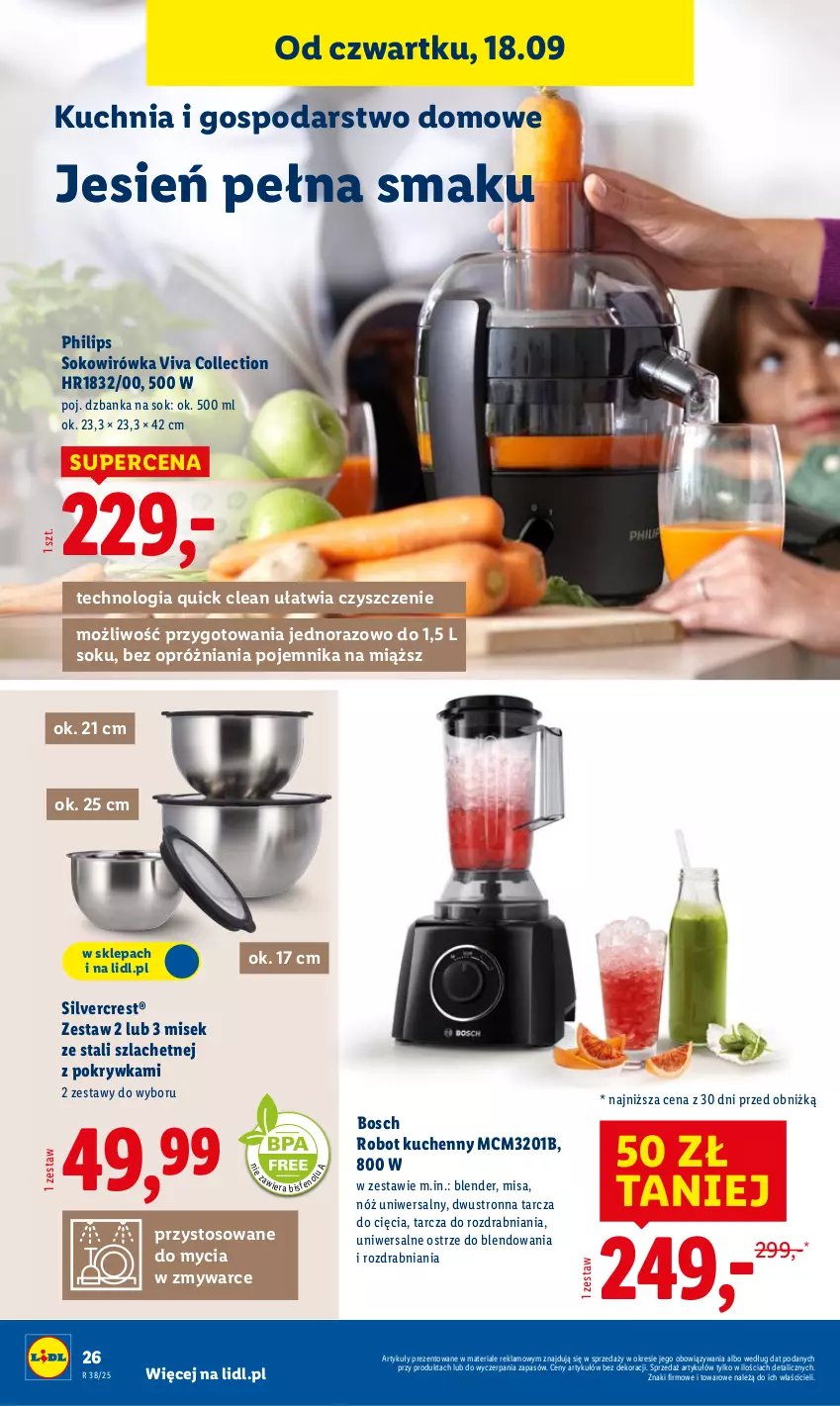 Gazetka promocyjna Lidl - GAZETKA - ważna 15.09 do 20.09.2025 - strona 32 - produkty: Blender, Bosch, Kuchnia, Nóż uniwersalny, Philips, Pojemnik, Robot, Silvercrest, Sok