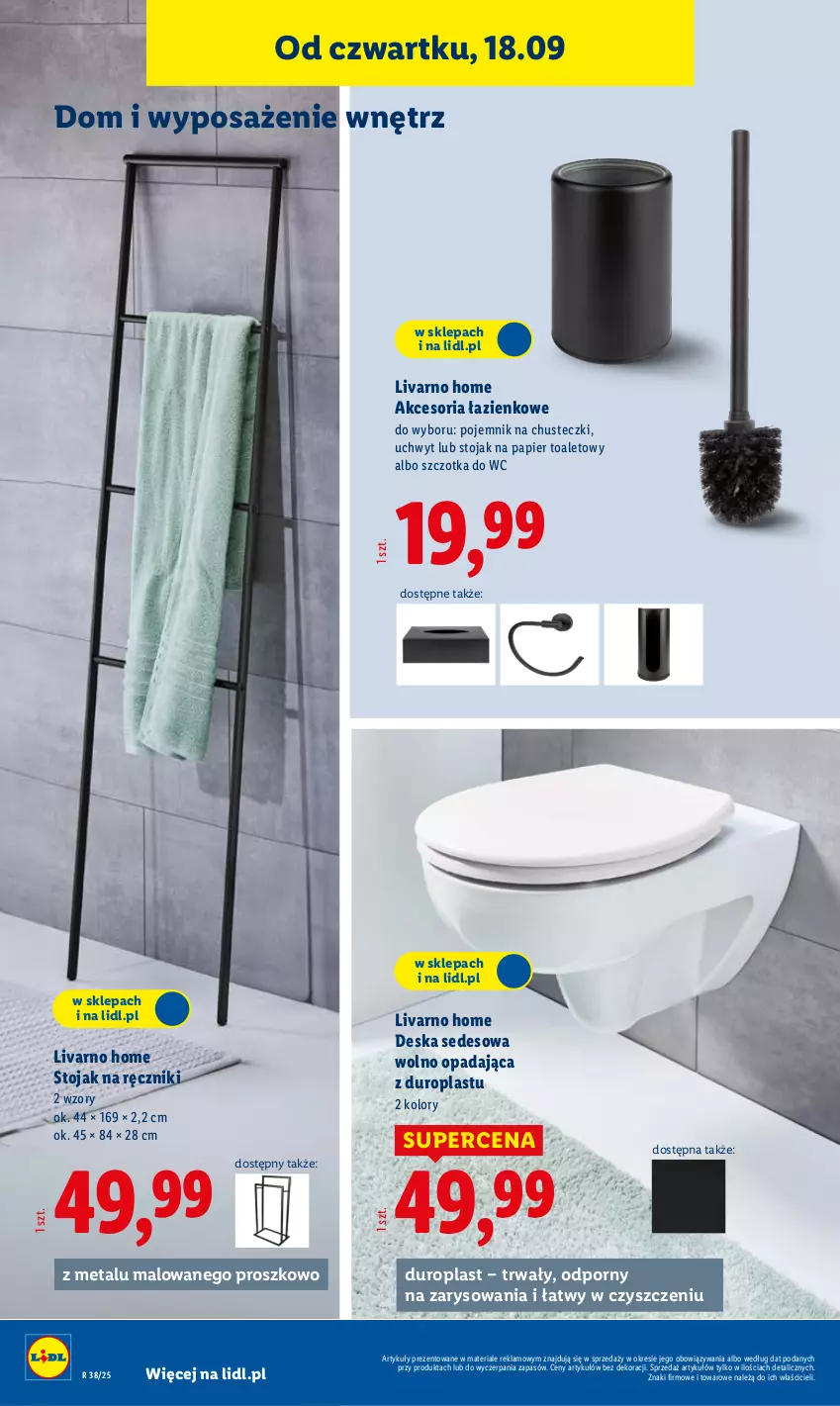 Gazetka promocyjna Lidl - GAZETKA - ważna 15.09 do 20.09.2025 - strona 36 - produkty: Chusteczki, Deska sedesowa, Ivar, Papier, Papier toaletowy, Pojemnik, Por, Ręcznik, Stojak, Stojak na papier toaletowy, Szczotka, Szczotka do WC
