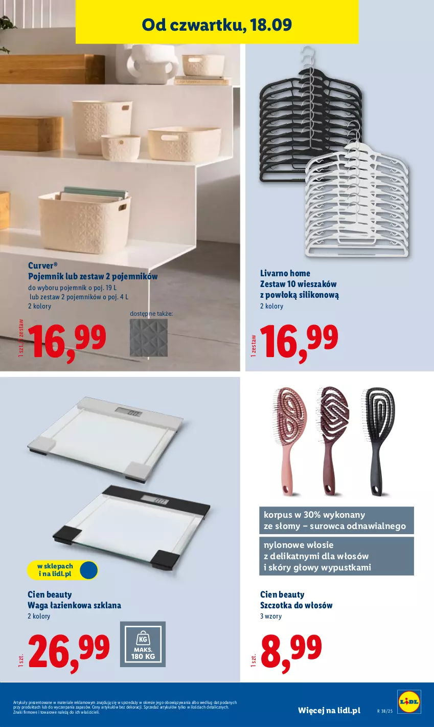 Gazetka promocyjna Lidl - GAZETKA - ważna 15.09 do 20.09.2025 - strona 37 - produkty: Ivar, LANA, Pojemnik, Szczotka, Szczotka do włosów, Waga, Waga łazienkowa, Wieszak