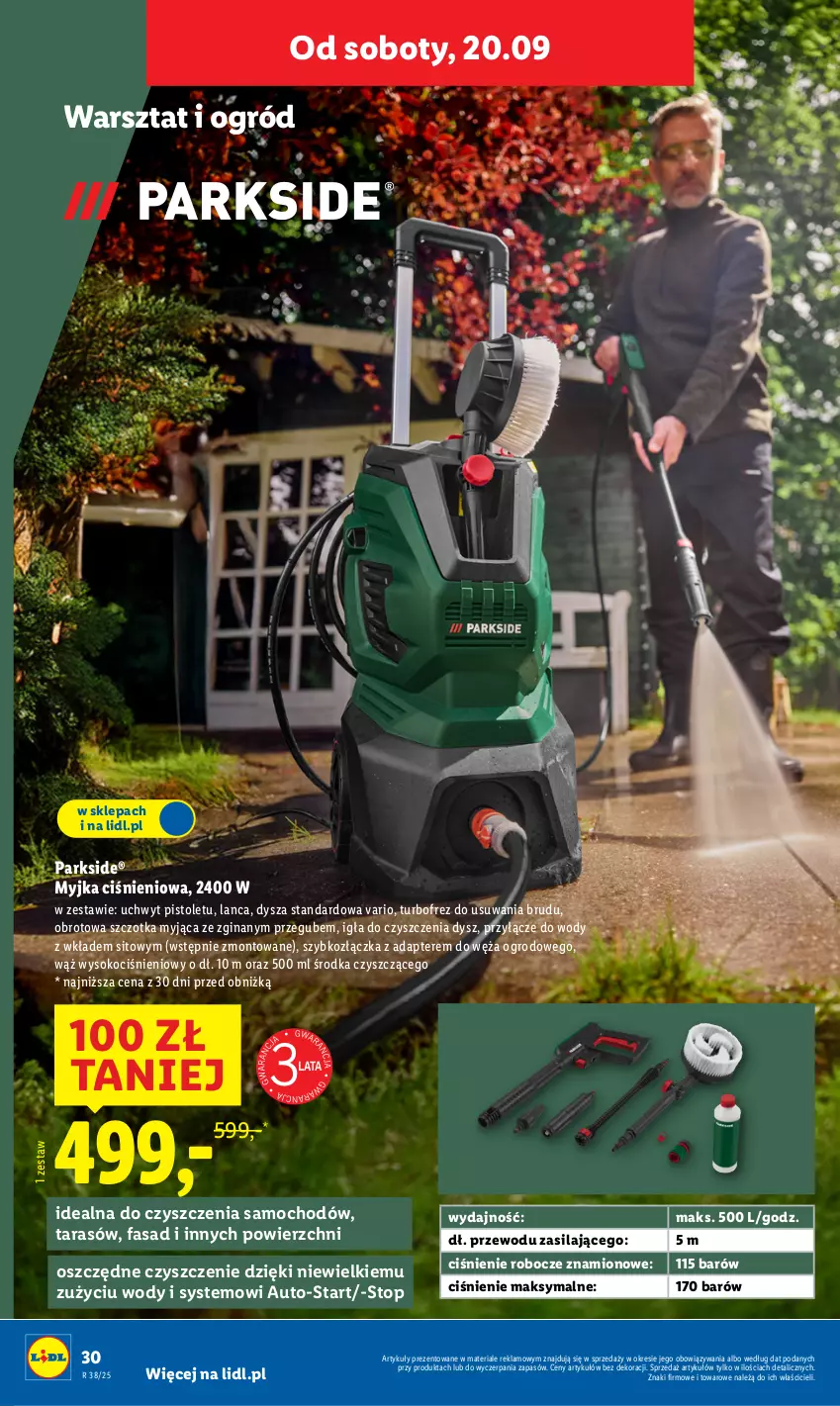 Gazetka promocyjna Lidl - GAZETKA - ważna 15.09 do 20.09.2025 - strona 42 - produkty: Fa, Gin, Koc, Myjka ciśnieniowa, Ogród, Parkside, Pistolet, Sito, Sok, Szczotka, Top