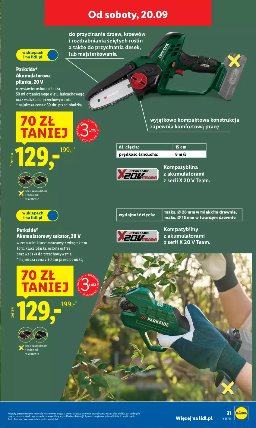 Gazetka promocyjna Lidl - GAZETKA - ważna 15.09 do 20.09.2025 - strona 43 - produkty: Akumulator, Miecz, Olej, Parkside, Sekator, Ser, Walizka, Wkręt