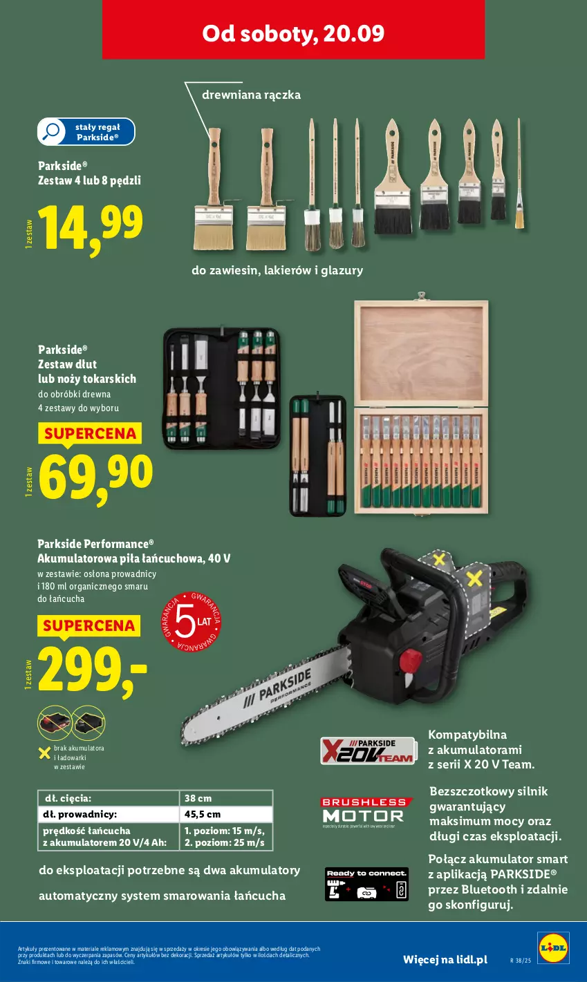 Gazetka promocyjna Lidl - GAZETKA - ważna 15.09 do 20.09.2025 - strona 51 - produkty: Akumulator, Lakier, Lazur, Noż, Parkside, Regał, Ser