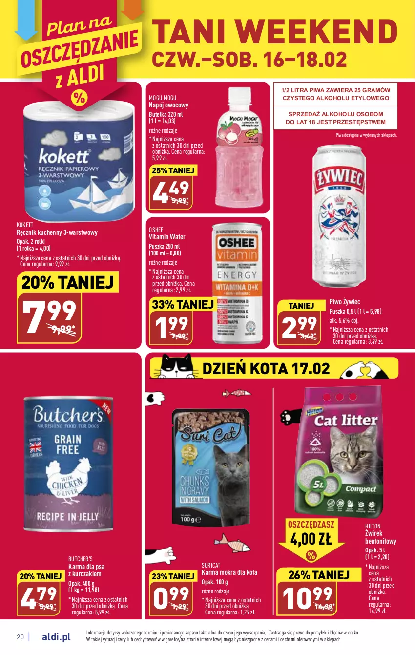 Gazetka promocyjna Aldi - Pełny katalog - ważna 13.02 do 18.02.2023 - strona 20 - produkty: Butcher's, Gra, Kurczak, Napój, Oshee, Piwa, Piwo, Ręcznik, Ręcznik kuchenny, Rolki