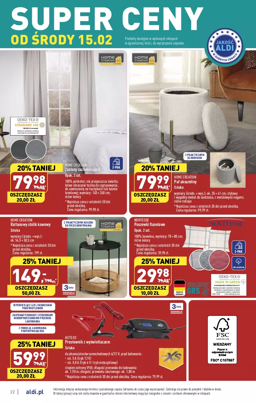 Gazetka promocyjna Aldi - Pełny katalog - ważna 13.02 do 18.02.2023 - strona 22 - produkty: Aksam, Akumulator, Gra, Haczyk, Kosz, Procesor, Prostownik, Puf, Stolik, Stolik kawowy, Top, Tunel, Wełna