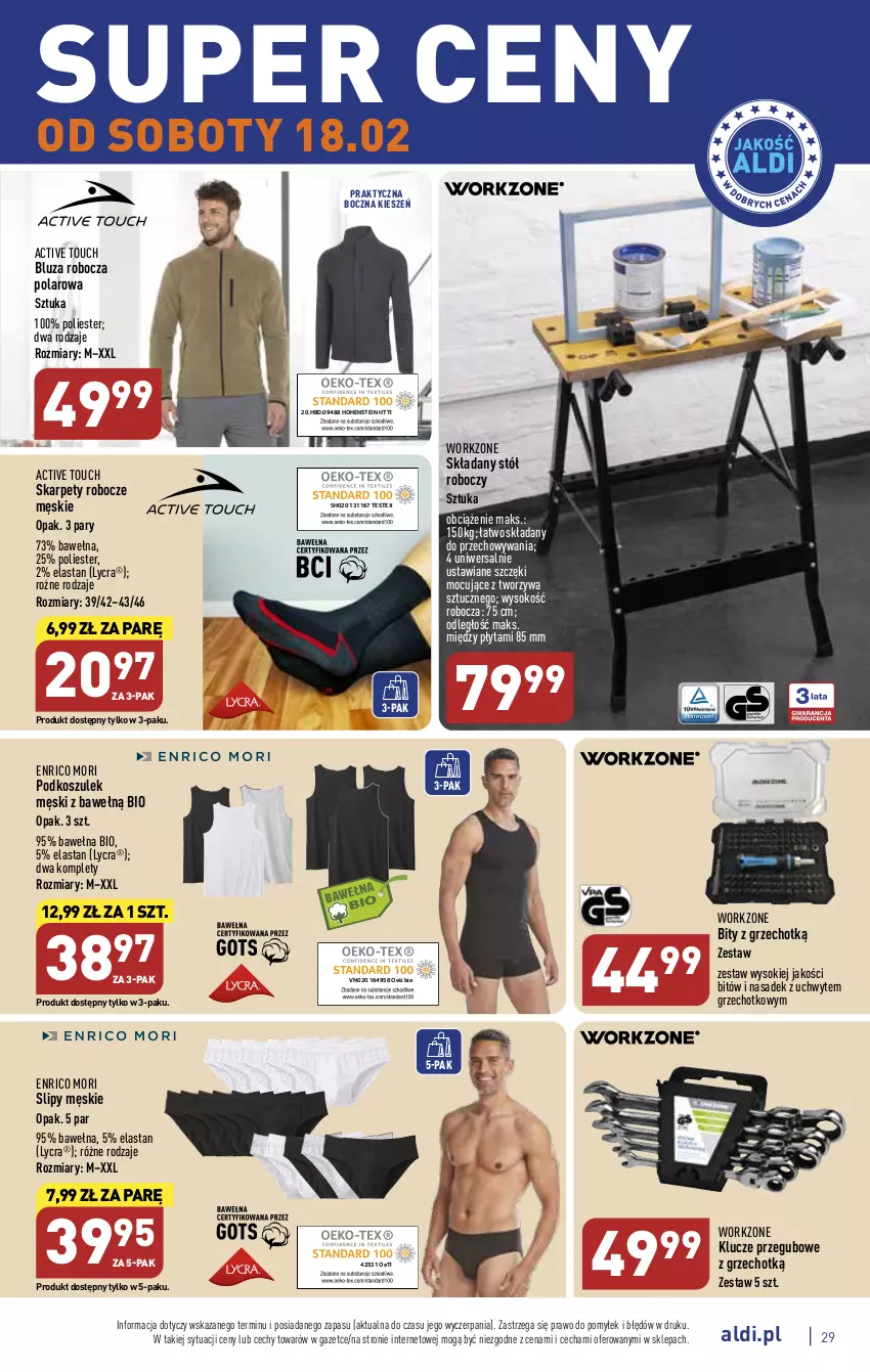 Gazetka promocyjna Aldi - Pełny katalog - ważna 13.02 do 18.02.2023 - strona 29 - produkty: Bluza, Karp, Kosz, Płyta, Podkoszulek, Slipy, Sok, Stół, Wełna