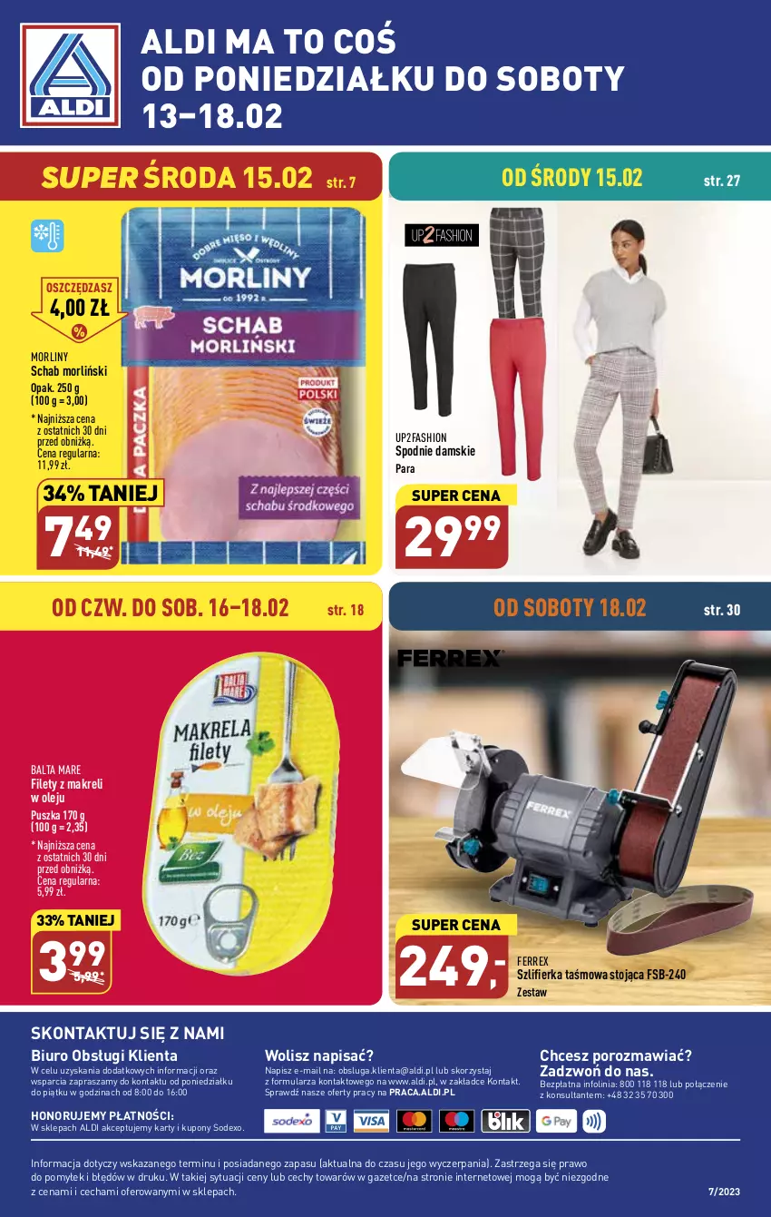 Gazetka promocyjna Aldi - Pełny katalog - ważna 13.02 do 18.02.2023 - strona 34 - produkty: Balta Mare, Biuro, Fa, Morliny, O nas, Olej, Por, Spodnie, Szlifierka