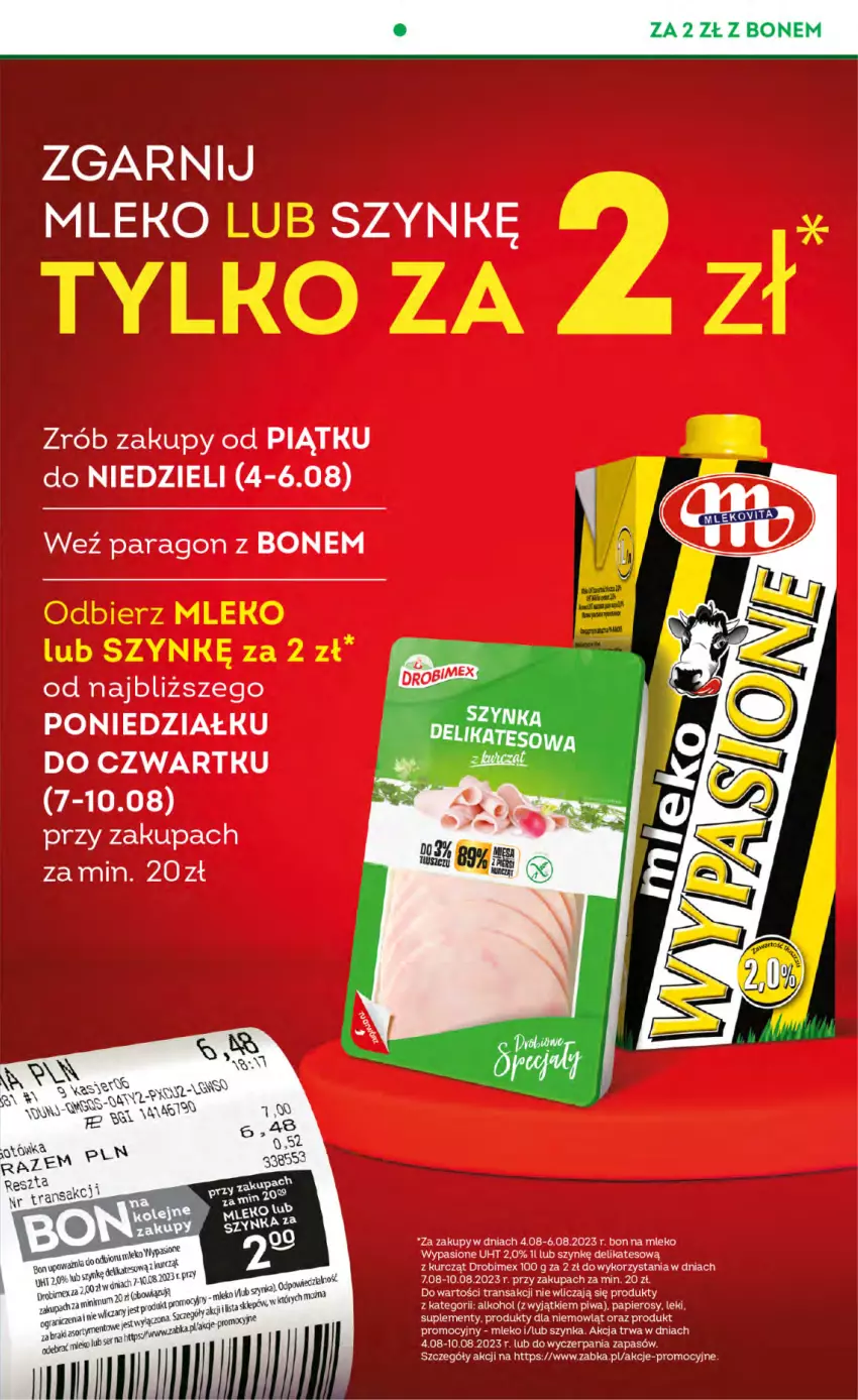 Gazetka promocyjna Żabka - ważna 02.08 do 15.08.2023 - strona 5 - produkty: Drobimex, JBL, Mleko, Papier, Piwa, Szynka, Tran