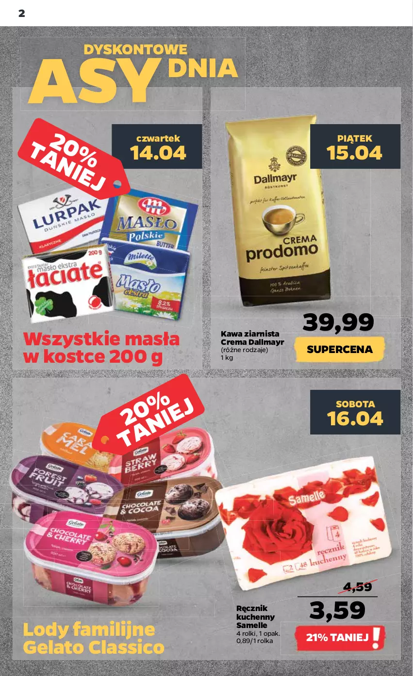 Gazetka promocyjna Netto - Gazetka spożywcza 13.04-20.04 - ważna 13.04 do 20.04.2022 - strona 2 - produkty: Dallmayr, Fa, Kawa, Kawa ziarnista, Lody, Ręcznik, Ręcznik kuchenny, Rolki