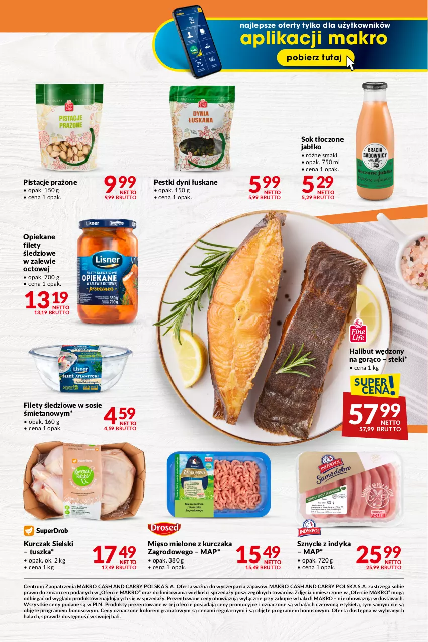 Gazetka promocyjna Makro - Najlepsze oferty - ważna 09.01 do 05.02.2024 - strona 19 - produkty: Gra, Granat, Halibut, Kurczak, Mięso, Mięso mielone, Pestki dyni, Pistacje, Rum, Sok, Sos, Stek, Tusz