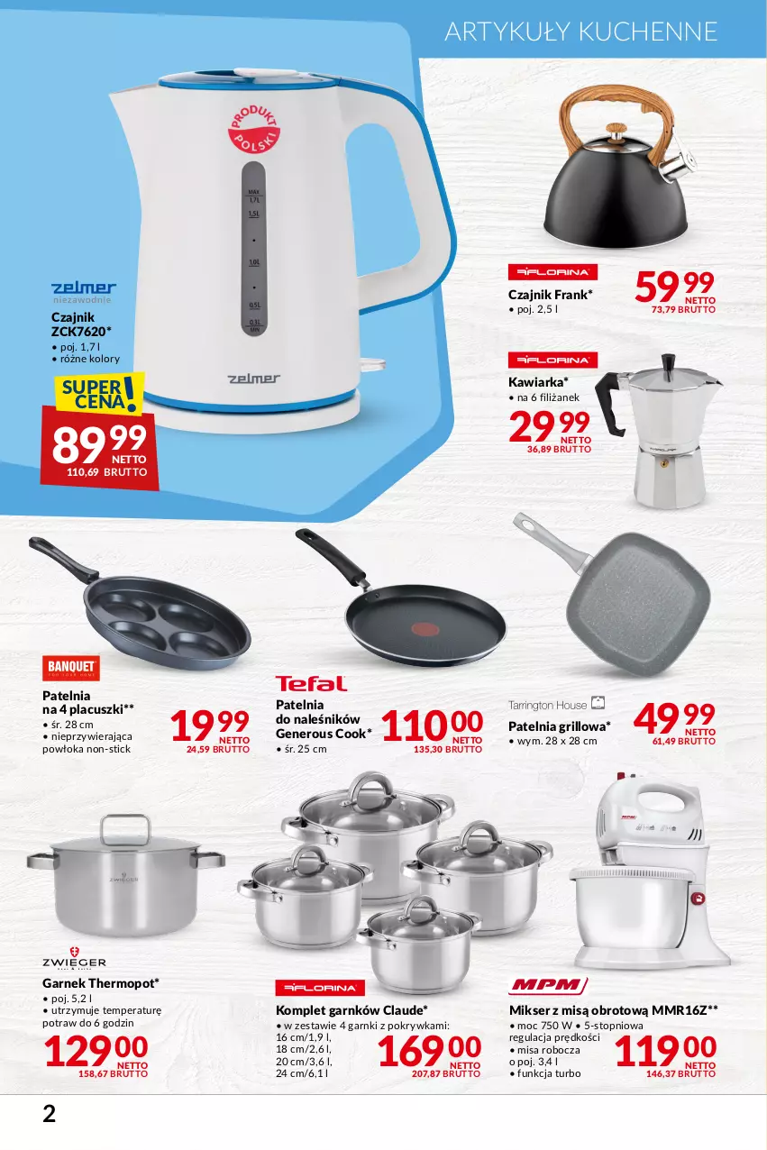 Gazetka promocyjna Makro - Najlepsze oferty - ważna 09.01 do 05.02.2024 - strona 2 - produkty: Czajnik, Garnek, Grill, Kawiarka, Mikser, Mikser z misą, Mop, Patelnia, Patelnia grillowa, Ser, Top