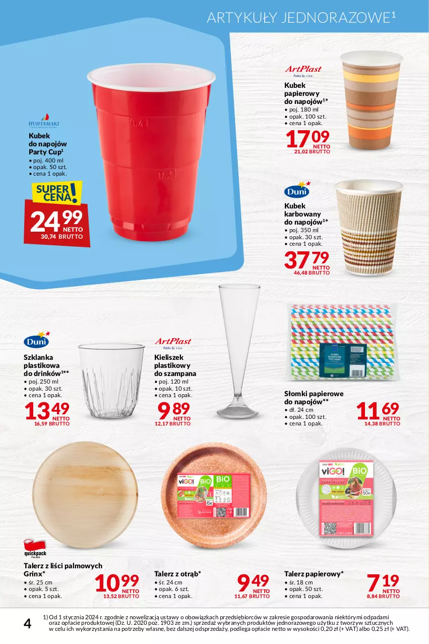 Gazetka promocyjna Makro - Najlepsze oferty - ważna 09.01 do 05.02.2024 - strona 4 - produkty: Kieliszek, Kubek, Kubek papierowy, Papier, Sok, Szklanka, Talerz, Talerz papierowy